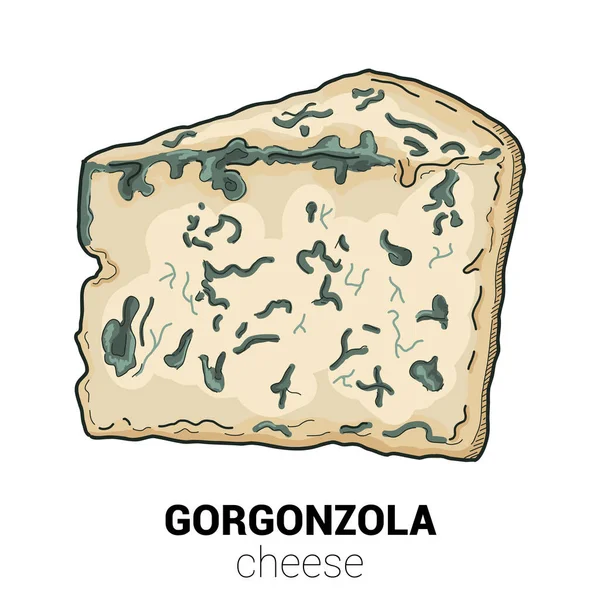 Gorgonzola Tehén Sajt Színes Vektor Illusztráció — Stock Vector