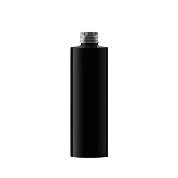 Schlanke Schwarze Plastikflasche Kosmetik Mit Schraubverschluss Isoliert — Stockfoto