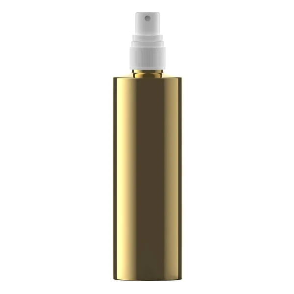 Slim Gold Plastic Fles Cosmetisch Met Mist Spray Isolated — Stockfoto