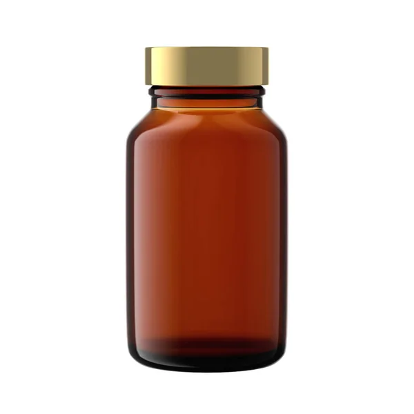 Pill Jar Amber Bottle Medical Container Pharmacie Isolé — Photo