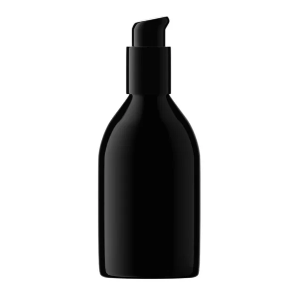 Кругла Чорна Пластикова Пляшка Косметична Насосом Ізольована — стокове фото