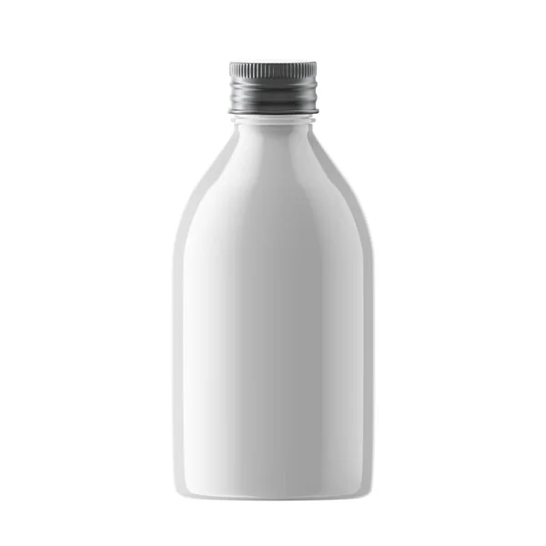 Runde Plastikflasche Kosmetik Mit Aluminium Schraubverschluss Isoliert — Stockfoto
