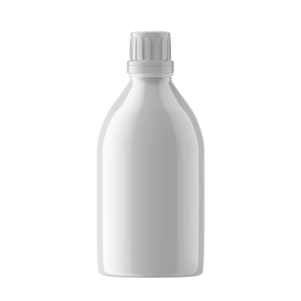 Botella Plástico Redonda Cosmética Con Tapa Esencial Aislada —  Fotos de Stock