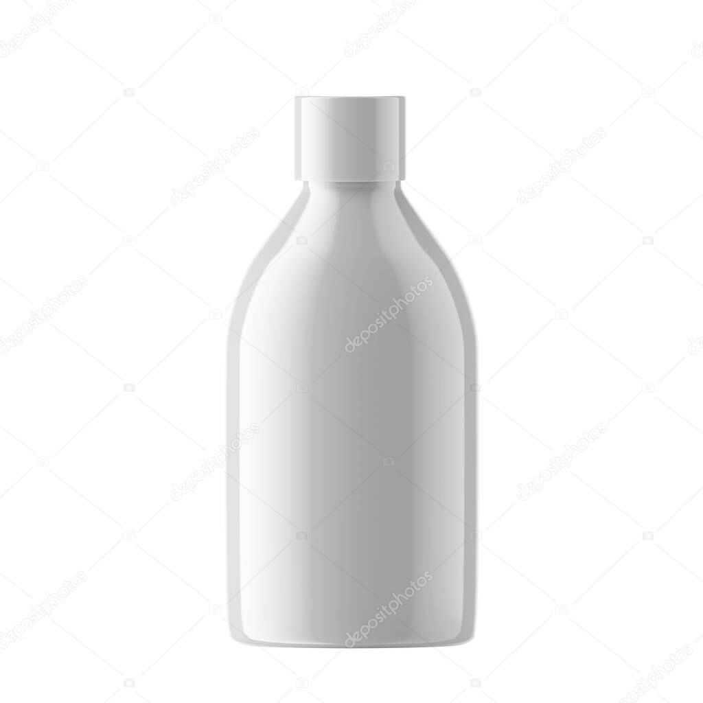 Round Plastic Bottle Cosmetic with Full Cap Isolated
