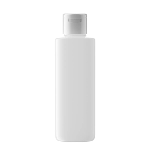 Square Plastic Bottle Cosmetic with Open Cap Isolated