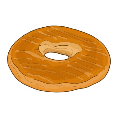 Bagel Amerikan Pasta Pastası Renkli Vektör Çizimi