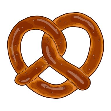 Pretzel Alman Pasta Pastası Renkli Vektör Çizimi