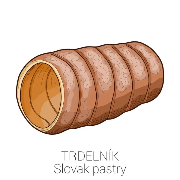 Trdelnik Bolo Pattiserie Massa Eslovaca Ilustração Vetorial Colorida —  Vetores de Stock