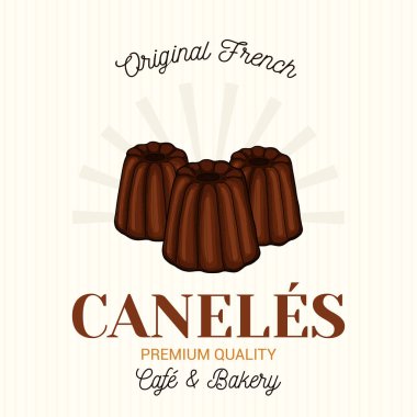 Caneles Fransız Pasta Vektörü Amblem Şablonu