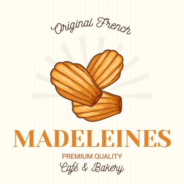 Madeleines French Pastry Vector Emblem Logo Template clipart