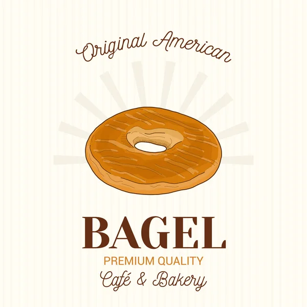 Bagel American Pastry Vector Emblem Logo Vorlage — Stockvektor