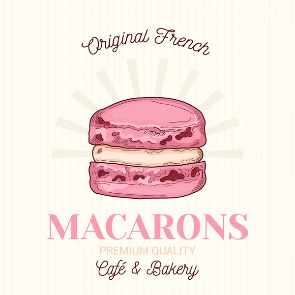 Macarons Francia Cukrászati Vektor Embléma Logó Sablon — Stock Vector