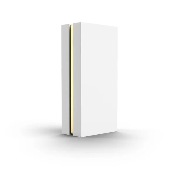 Белый Стоящий Подарочный Ящик Золотой Стороной Isolated — стоковое фото