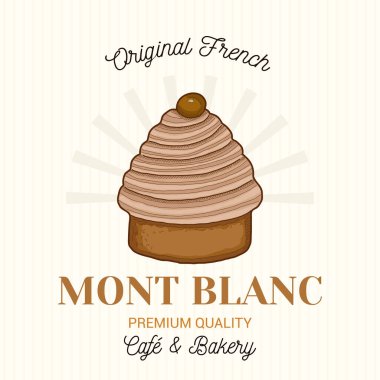 Mont Blanc Fransız Pasta Vektörü Amblem Logo Şablonu