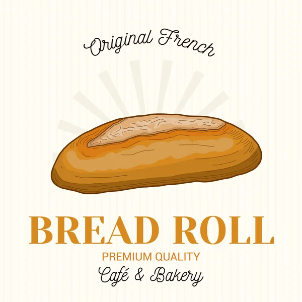 Bröd Roll Franska Bakverk Vektor Emblem Logotyp Mall — Stock vektor
