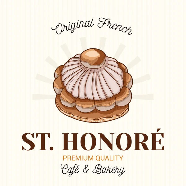 Saint Honore French Pastry Vector Emblem Logo Template — Stock Vector