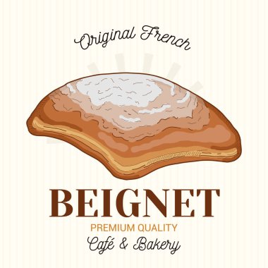 Beignet Fransız Pasta Vektörü Amblem Logo Şablonu