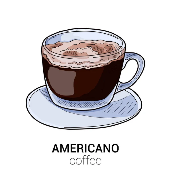 Americano Kahve Renkli Vektör Resimleri Zole Edildi — Stok Vektör