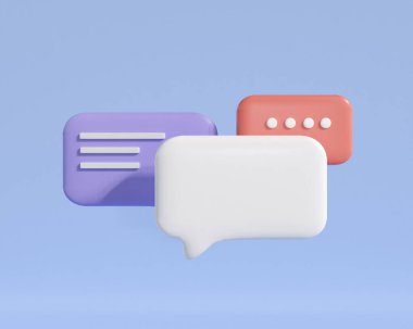3d blank Chat message speech icon. social media online message box concept. isolated on blue background. 3d render illustration cartoon minimal style.