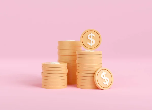 Gold Coins Stack Icon Pink Background Business Finance Investment Symbol — Stok fotoğraf