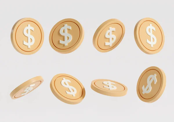 Набор Золотых Монет Вид Повернуть Другим Углом Символ Финансовых Денег — стоковое фото