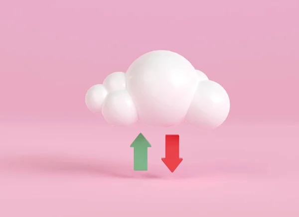 Render Cloud Computing Big Data Pink Background Online Database Upload — Stock Photo, Image