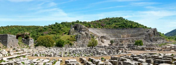 Wide Angle Banner Design Photo Great Amphitheatre Ephesus Ancient City — Foto de Stock