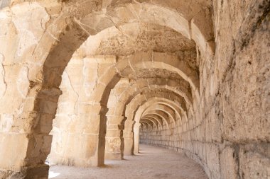 Wide angle photo of Aspendos ancient site in Antalya.