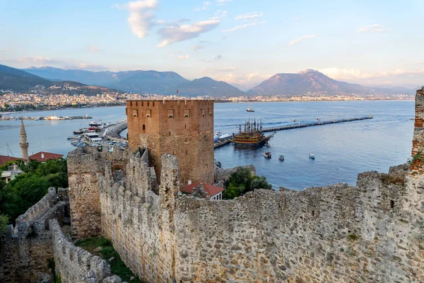 Alanya, Antalya  Turkey - 07.02.2022: Close up photo of Red Tower which locally known as Kizil Kule.