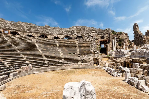 Close Photo Amphi Theatre Side Ancient City Manavgat Antalya — Stockfoto