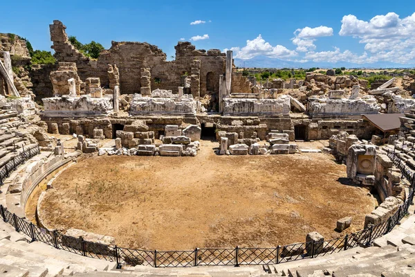 Close Photo Amphi Theatre Side Ancient City Manavgat Antalya — Foto de Stock