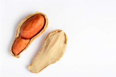 Peanut butter and peanut beans on isolated background.