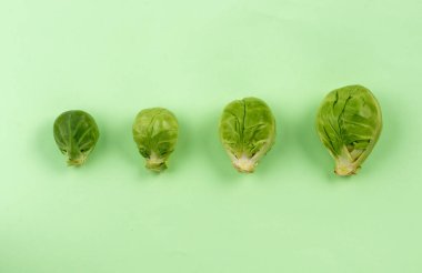 Close up photo of green brussels sprouts.