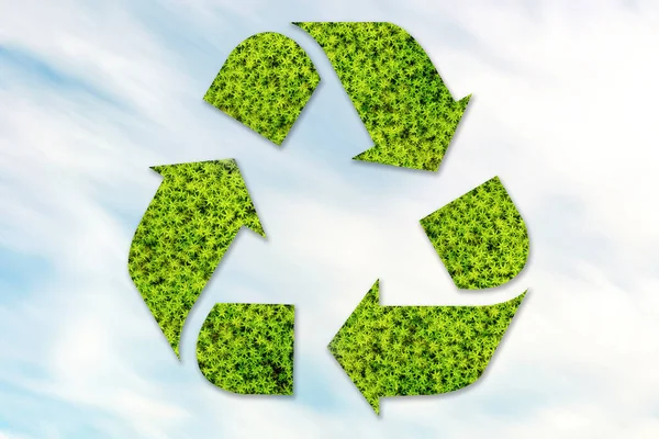 Recycling Icon Mocked Grasses Foreground Symbol Zero Waste Concept — Stockfoto