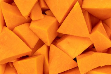 Close up photo of sliced pumpkins.