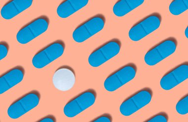 Top view photo of pills, medicines and capsules.