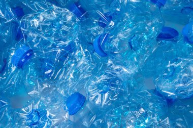 Close up photo of plastic bottles . Waste management concept.