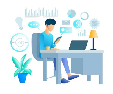 Flat illustration of man calling his client