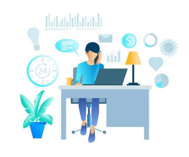 Flat illustration of man calling his client