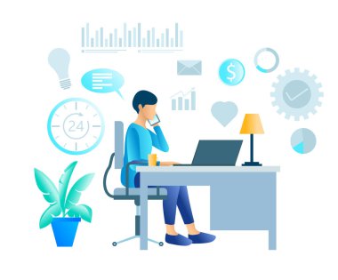 Flat illustration of man calling his client