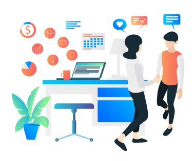 Flat illustration of business cooperation agreement