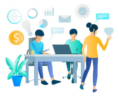 İş akışı, zaman yönetimi, planlama, görev uygulaması, takım çalışması, toplantı vektör illüstrasyon konsepti. Web afişi, pazarlama materyali, iş sunumu için yaratıcı düz tasarım.