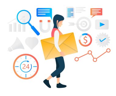 Illustration of isometric style email digital marketing
