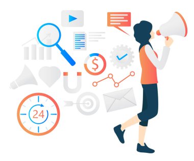 Illustration of isometric style email digital marketing