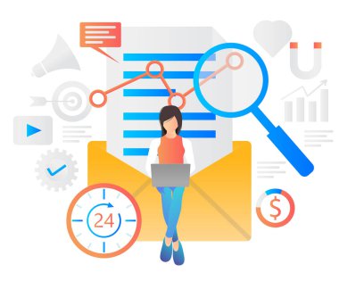 Illustration of isometric style email digital marketing