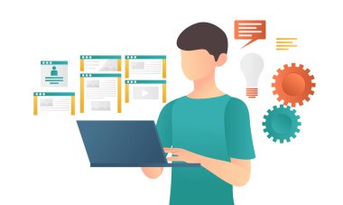 Flat stylish illustration about job ui designer