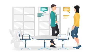 Flat style illustration of people having an interview or discussion