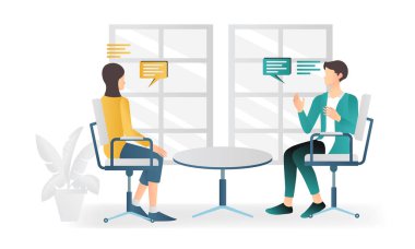 Flat style illustration of people having an interview or discussion