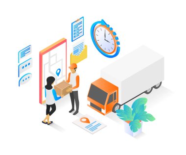 Isometric style delivery order illustration