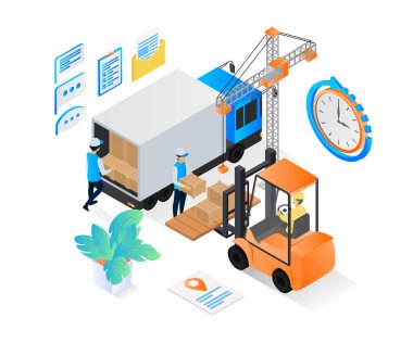Isometric style delivery order illustration